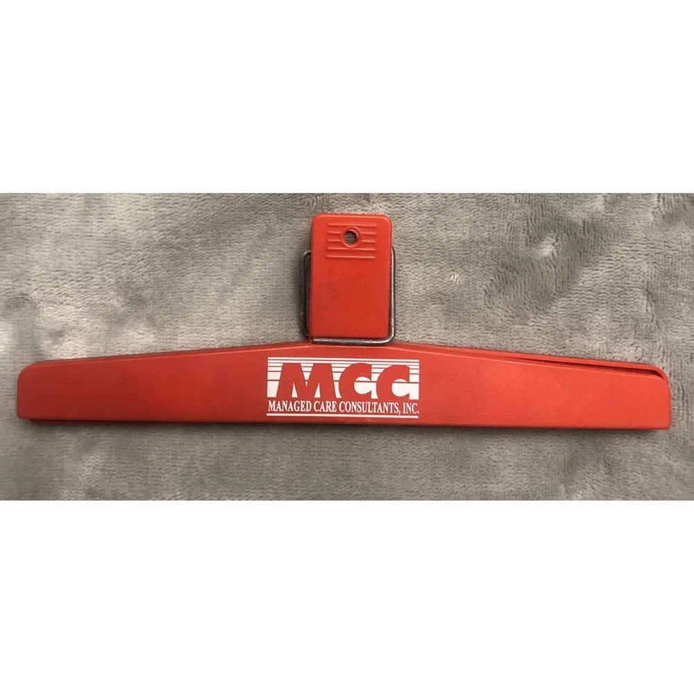 Vintage MCC Menaged Care Consultants Board File Bag Clip Red Plastic 8‎ in